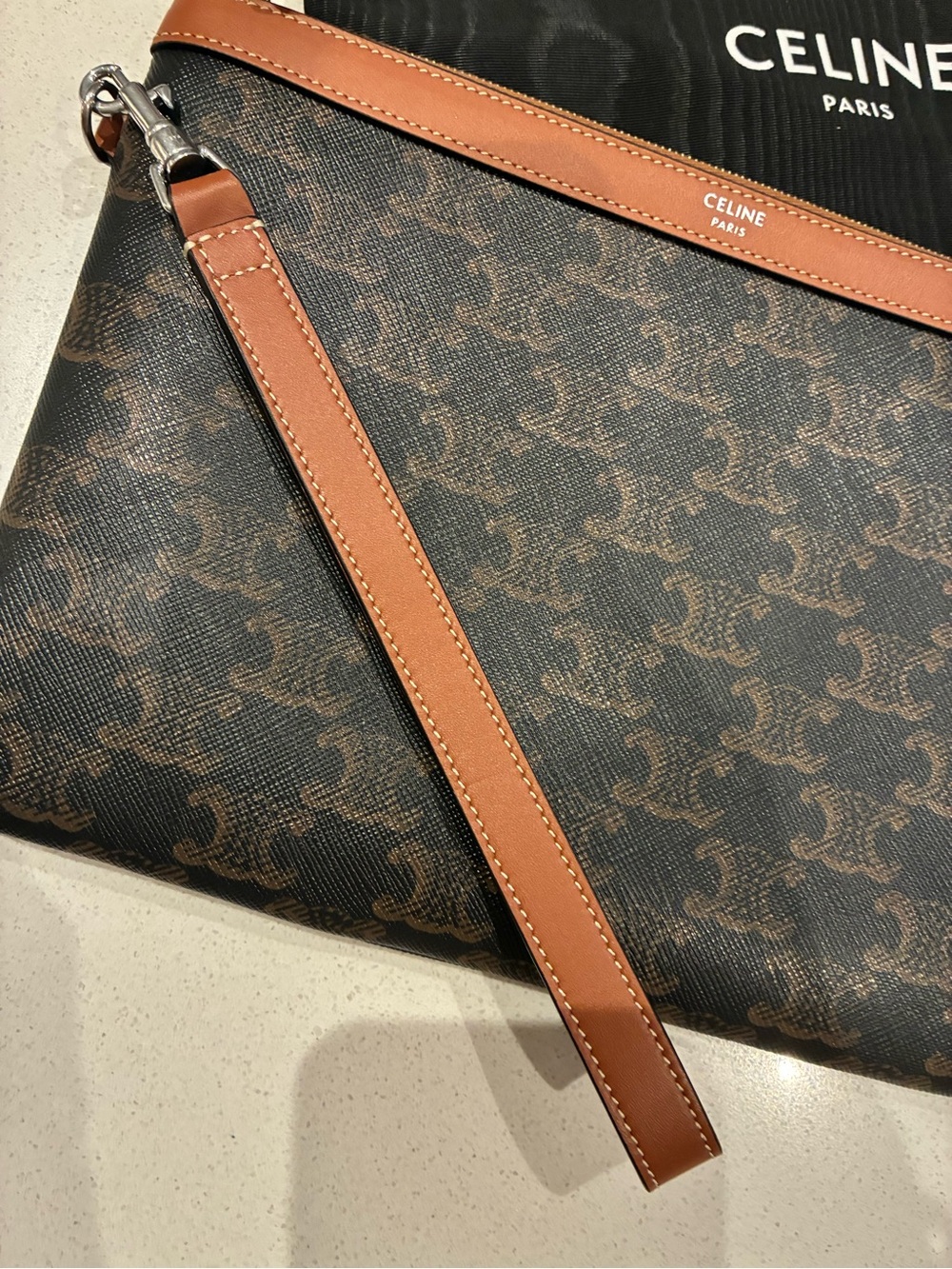Celine Triomphe Monogram Pouch with wrist strap - Picture 2 of 8